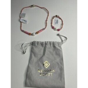 NWT Kendra Scott Haven Gold/Pink Necklace and Bracelet Set Friendship Rachel